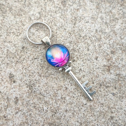Přívěsek klíč s lotosem #9 přívěsek dárek květina modrá růžová klíče klíč klíčenka květ ozdoba kytička klíček kytka drobnost pozornost vodní lotos na kabelku na klíče lotosový key 