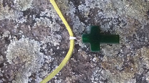 náhrdelník: jadeit kříž náhrdelník minerál jadeit zelená 