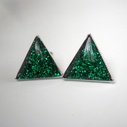Křišťálové trojúhelníčky zelené náušnice pryskyřice puzety trojúhelníčky 