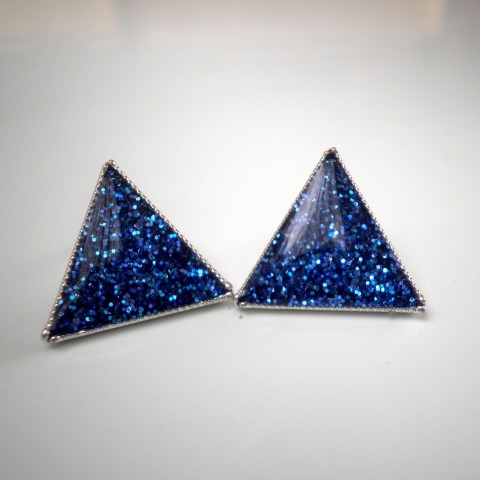 Křišťálové trojúhelníčky modré náušnice pryskyřice puzety trojúhelníčky 