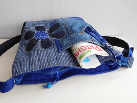 Džíny a bavlna - kabelka 1 kabelka taška květina patchwork autorská kapsy originál pevná džínovina jediná tkaná tkaná bavlna 