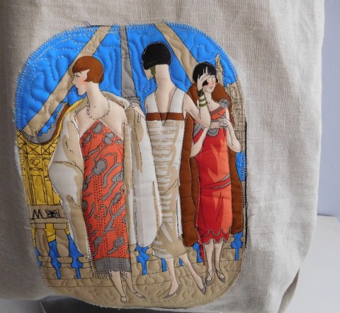 Lněná nákupka - dámy taška bavlna nákup len béžová autorská originál dámy nepřehlédnutelná jediná patchwork-quilting 