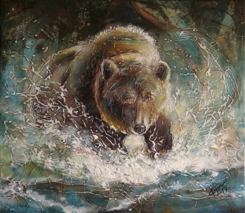 Divoké Slovensko-Maco obraz originál plátno maľba zvieratá medvď 