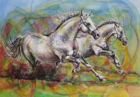 Dokonalosť pohybu II. zvíře malované obraz kůň malba malování plátno pohyb art 