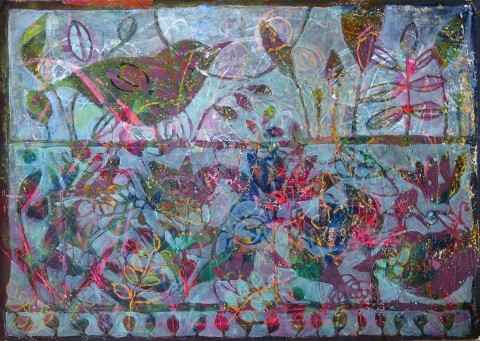 V tráve ukryté obrazy obraz malba plátno kvet art kvety abstraktné decor zele luka abstraktný 