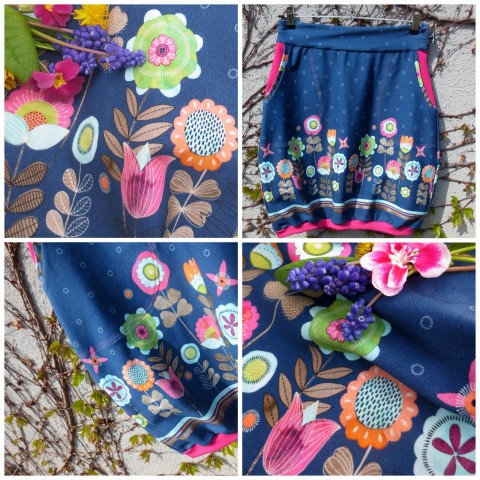 Sukně plná kvítků... letní květy sukně úplet pohodlná barevná pružná léto kapsy veselá originál kvítky dizajnová 