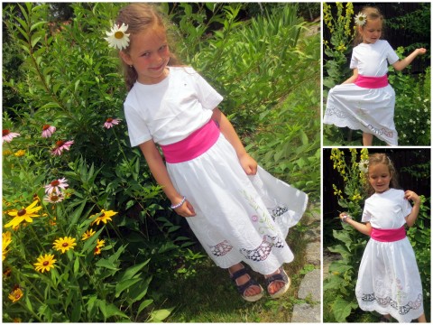 Pro malou parádnici 4-7 malované holčička holčičí dívčí letní bavlna sukně léto krajka dívka originál suknička 