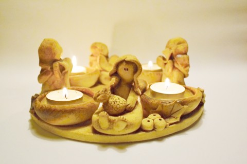 Keramický adventní svícen I. vánoce svícen svíčka světlo anděl andílek pohoda advent svátky adventní svícen 