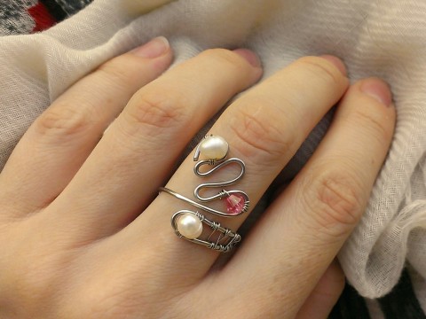 Plody řeky - prsten s perlami prsten růžová ocel swarovski perla 