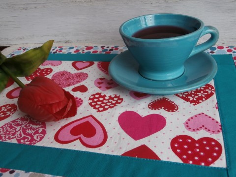 Sweet love růžová patchwork prostírání bílá atmosféra láska srdíčka tyrkysová puntíky valentýn kombinace love sváteční sladká každodenní sweet 