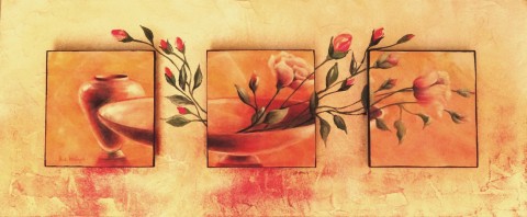 Růže ve váze domov obraz malba moderní obrázek tisk relief 
