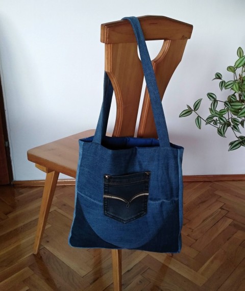Modrá riflová s kapsou kabelka dárek taška dáreček praktická pro maminku pro babičku pro volný čas 