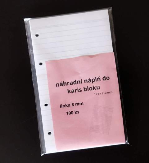 Náhradní náplň do karis bloku papír praktický karis kroužkový zápisník 