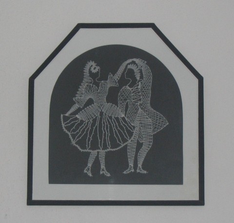 Tančící pár dekorace dárek paličkování do bytu paličkovaný obrázek 