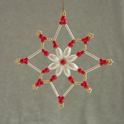 VÁNOČNÍ HVĚZDA červeno-zlatá II. dekorace dárek ozdoby vánoce advent hviezdicka hviezda 
