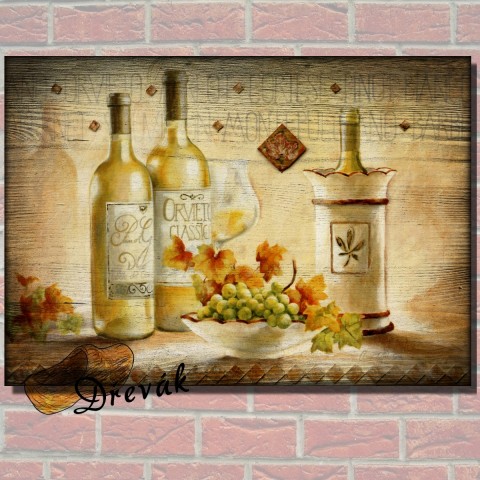 originální dřevěný obrázek originální zátiší obrázek bílé víno 