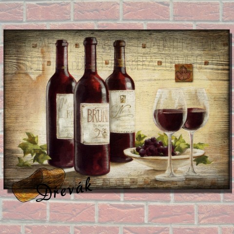 originální dřevěný obrázek originální zátiší obrázek červené víno 