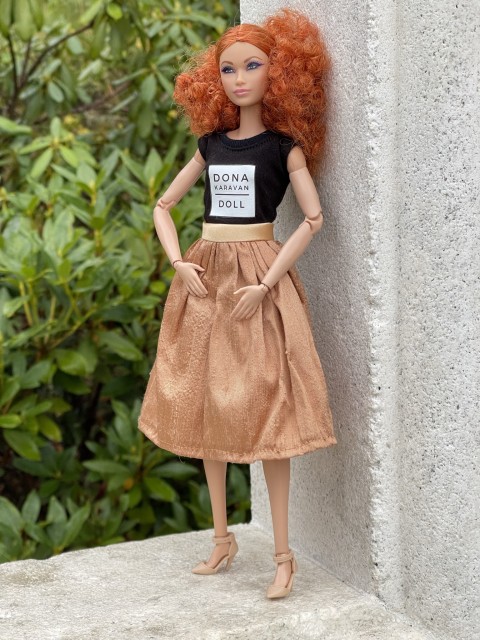 Hedvábná sukně pro Barbie oranžová 