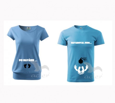 Těhotenské triko pro páry-Havárie triko dítě tričko duo pár těhotenské partnerství bříško těhotenství břicho 