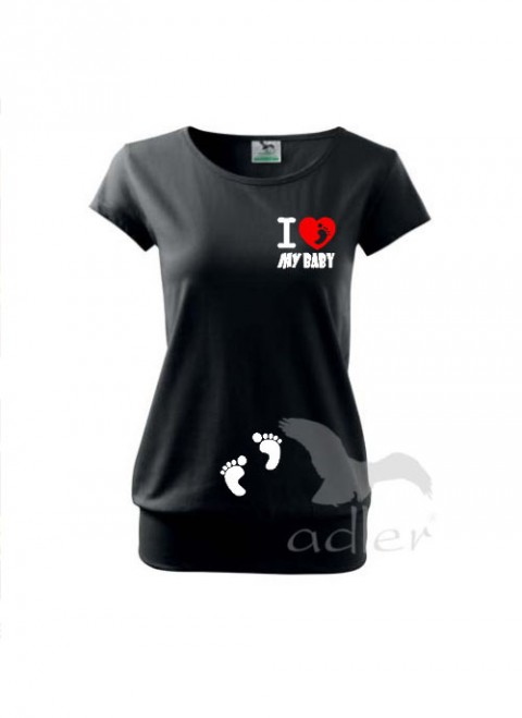 I love my baby - ťapičky triko dítě tričko těhotenské bříško těhotenství břicho 