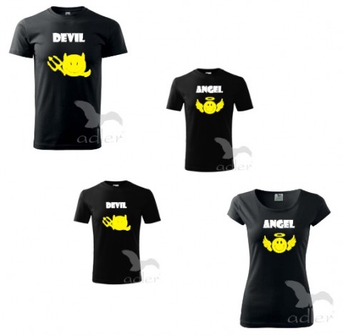 Angel and devil (4členná rodina) triko dítě tričko duo pár těhotenské partnerství bříško těhotenství břicho 