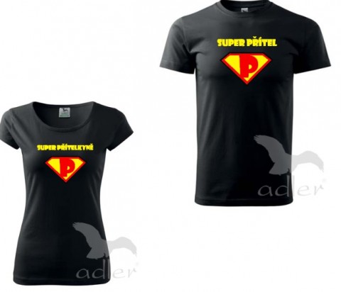 Partnerská trika- Super partneři triko dítě tričko duo pár těhotenské partnerství bříško těhotenství břicho 