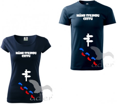 Partnerská trika- Stejná cesta triko dítě tričko duo pár těhotenské partnerství bříško těhotenství břicho 