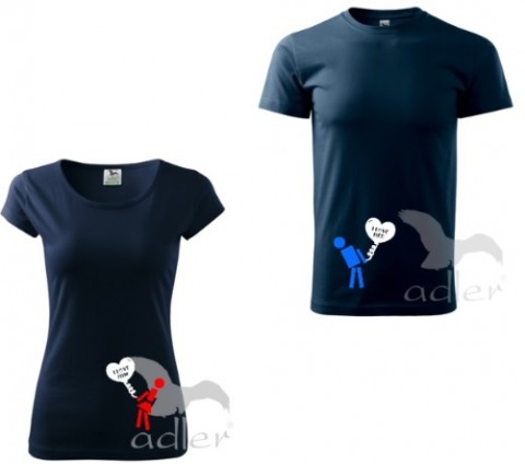 Partnerská trika- Panáčci II. triko dítě tričko duo pár těhotenské partnerství bříško těhotenství břicho 