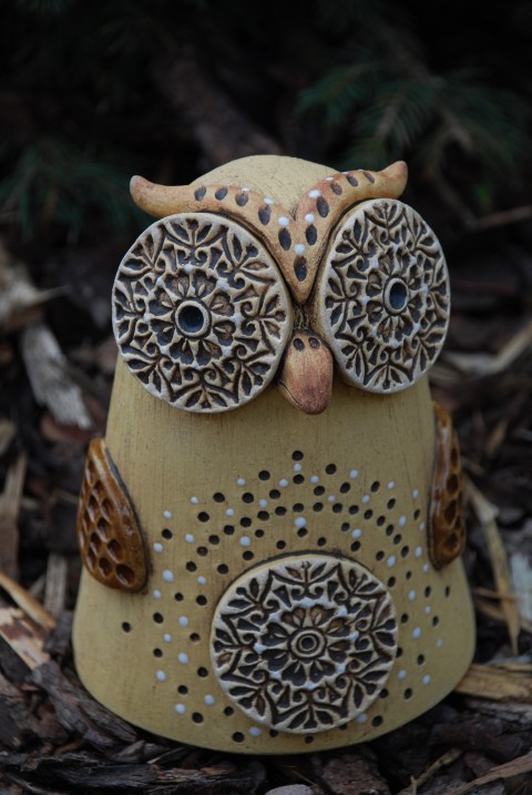 Keramická sova - zdobená keramika pták ptáček keramické sova keramický ptáčci ptáci sovy z keramiky 