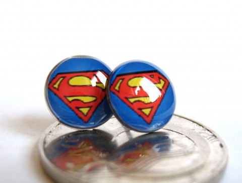 Superman náušnice pecky komiks superman 