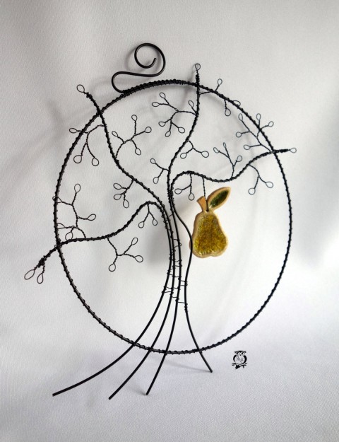 Drátovaná obrázek ...Hrušeň dekorace strom drát žlutá obrázek drátování drátovaný drátky hruška máky lípa větev hrušeň 