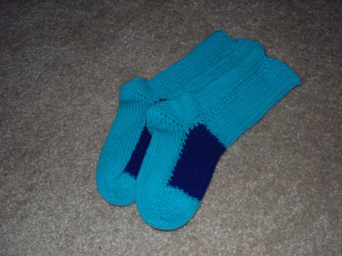 Ponožky - modré barevné pletené ponožky dámské 