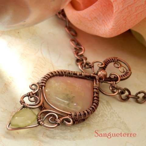 Aurorine náhrdelník letní léto opál ráno svítání úsvit červánky ranní růžový opál 
