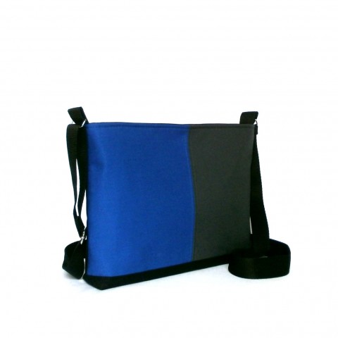 Kabelka KIARRA menší - modrá kabelka modrá černá šedá prošívaná látková geometrický geometrie textilní geometrická 