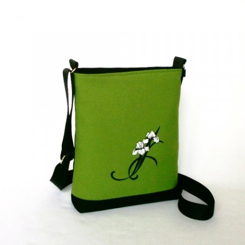 Kabelka IONA - zelená kabelka výšivka vyšívaná iris 