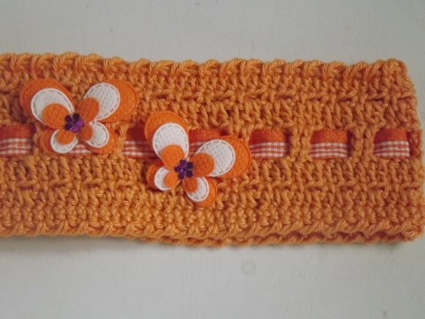 dívčí háčkovaná čelenka č.3 oranžová podzim dívčí bavlna bílá háčkování jaro motýlek čelenka léto háčkované aplikace knoflík pro děti pro dívky dívky 
