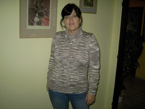 pletený svetr s rolákem,vel.40/42 hnědá svetr béžová akryl melír dlouhý rukáv pro ženy tencel 