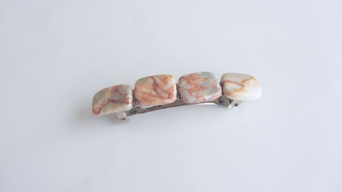 Spona - Cesta života spona korálky doplněk vlasy růžová minerál jaspis korálek minerály francouzská spona hornina růžový jaspis žihaný 