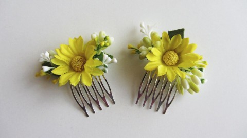Hřebínek do vlasů - Žluté kopretiny hlava doplněk vlasy květina květiny léto kopretina hřeben účes hřebínek vlas společnost dívky děvčata 
