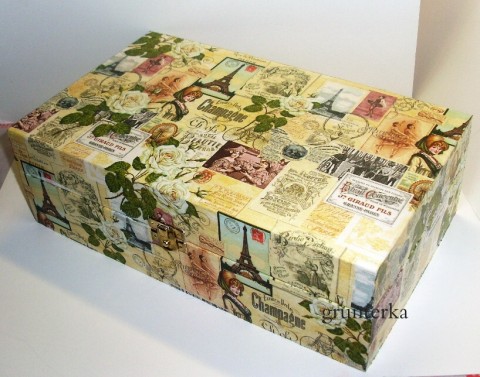 na čaje 8 přihrádek Francie čaj krabička růže decoupage francie vintage grunterka úklid pořádek přihrádka eiffelovka champagne dvanáct bílá růže 8přihrádek 