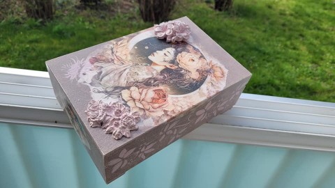 Šperkovnice se zrcadlem dřevo šperky kazeta decoupage anděl grunterka šperkovnce poklady 