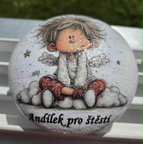 těžítko andílek pro štěstí těžítko decoupage andílek pro štěstí odlitek grunteka heliodur 
