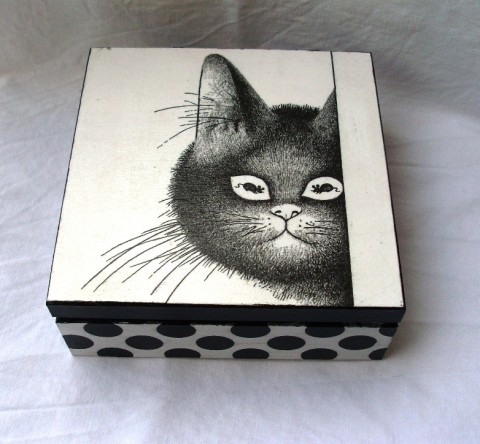 kočka s myší krabička kočka kocour decoupage kotě grunterka 