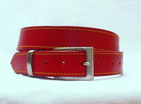 Prošívaný opasek červený dárek pásek opasek kožený elegantní oblek kožený opasek pánský opasek 