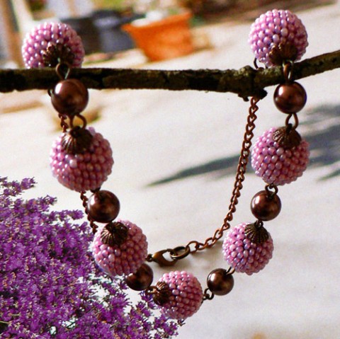 Náhrdelník s vůní levandule náhrdelník originální růže zahrada valentýn perly krátký romantický s perlami obšívané kuličky obšívánky 