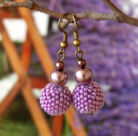 Náušnice - levandule náušnice levandule letní elegantní provence visací léto jemné šeřík perličky perly něžné slavnostní levandulové šeříkové 