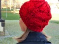 Pletená čepice - červená se třpytem