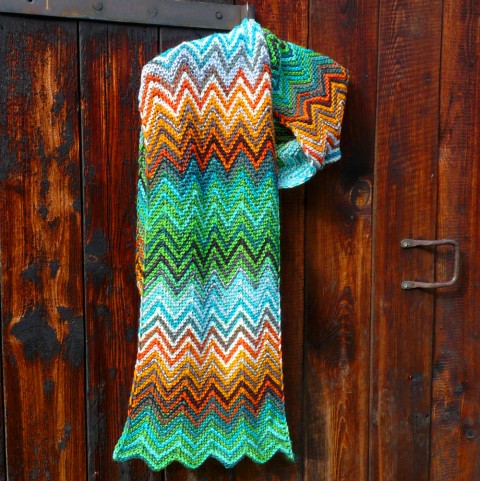 Šála - poslední podzimní zeleň styl zelená oranžová pletení šála extravagantní pletená originál šálka jedinečná handmade stylová vícebarevná exkluzivní certifikát kvality 