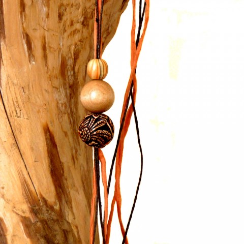Dlouhý náhrdelník - tibetský náhrdelník originální letní dlouhý antialergický jednoduchý handmade minimalismus dřevěné korálky šňůrkový tibetský 