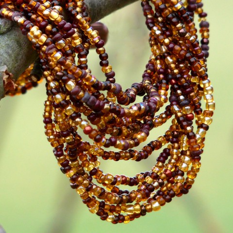 Nahrdelník - medový náhrdelník přírodní retro veselý handmade medový jantarový víceřadý 7 řad 